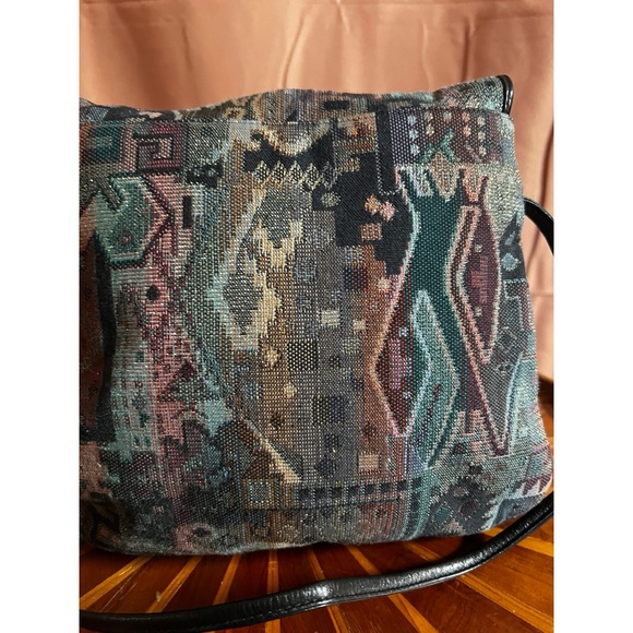 Vintage Shimmery Metallic Fabric Artsy Women's Bag with 100 Percent Leather trim - Picture 5 of 14